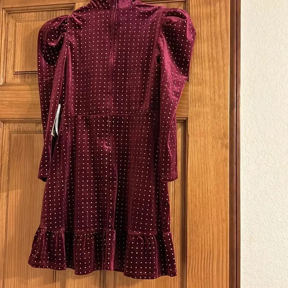 Honey and Rosie Girl’s Burgundy High Neck Dress - Picture 4 of 7
